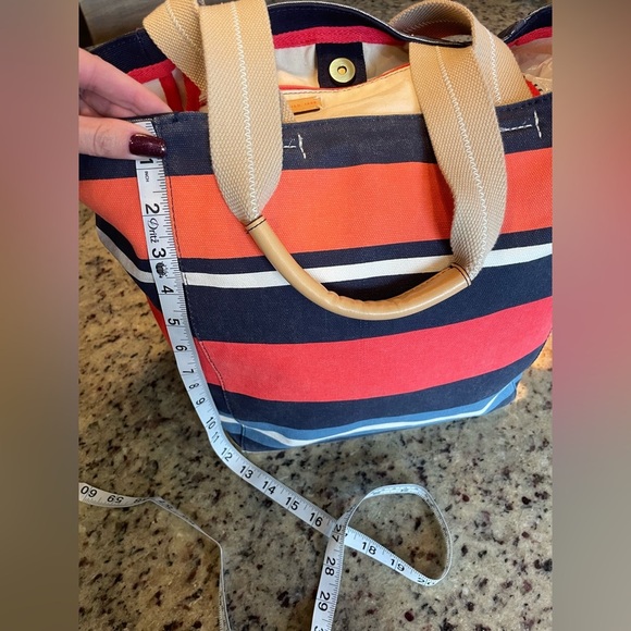 Gap Striped leather trimmed Canvas Tote Bag - Picture 2 of 6